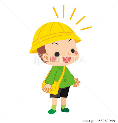 喜ぶ可愛い幼稚園児の男の子のイラスト素材 6949