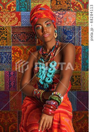 Portrait of a sweet Black Woman against the 68284113