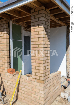 Finished brick wall of front of the house 68284920
