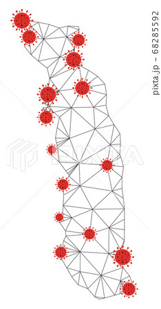 Polygonal Carcass Mesh Vector Togo Map with Coronavirus Polygonal Carcass Mesh Vector Togo Map with Coronavirus 68285592