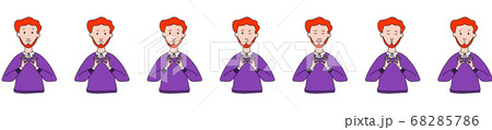 Different emotions and facial expressions. A European man with a beard practices yoga and meditation. Vector illustration flat design. Cartoon. Different emotions and facial expressions. A European man with a beard practices yoga and meditation. Vector illustration flat design. Cartoon. 68285786