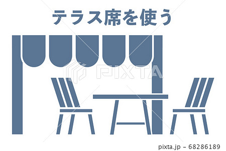 外食時に外席を使うように勧めるアイコン 68286189