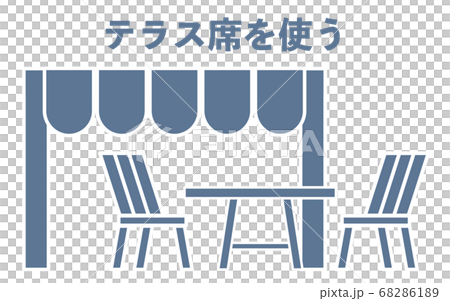 外食時に外席を使うように勧めるアイコン 68286189