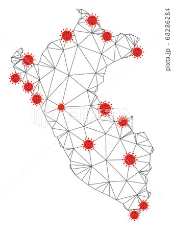 Polygonal Network Mesh Vector Peru Map with Coronavirus 68286284