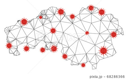 Polygonal Wire Frame Mesh Vector North Brabant Province Map with Coronavirus Polygonal Wire Frame Mesh Vector North Brabant Province Map with Coronavirus 68286366