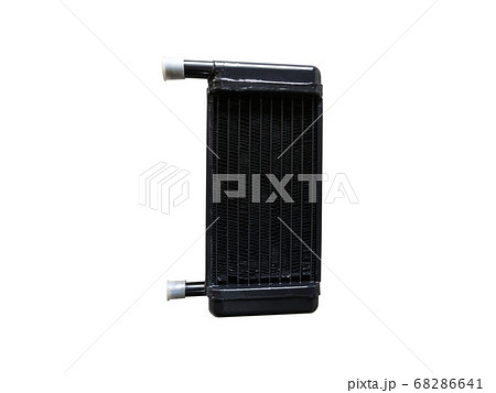 New car radiator heater isolated on white background. Spare parts. Engine water cooling radiators. New car radiator heater isolated on white background. Spare parts. Engine water cooling radiators. 68286641
