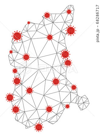 Polygonal 2D Mesh Vector Lubusz Voivodeship Map with Coronavirus 68286717