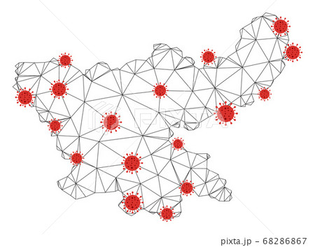 Polygonal 2D Mesh Vector Jharkhand State Map with Coronavirus 68286867