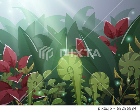妖精のいそうな幻想的なジャングルの風景イラストのイラスト素材