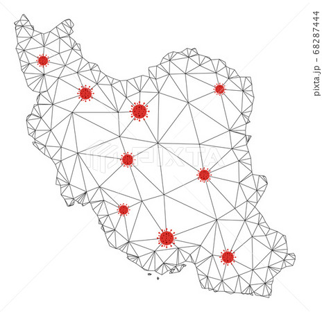 Polygonal 2D Mesh Vector Iran Map with Coronavirus 68287444