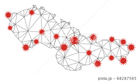 Polygonal Wire Frame Mesh Vector Czechoslovakia Map with Coronavirus Polygonal Wire Frame Mesh Vector Czechoslovakia Map with Coronavirus 68287565