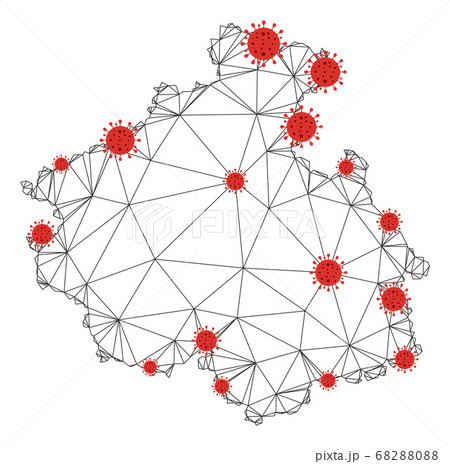 Polygonal Network Mesh Vector Altai Republic Map with Coronavirus 68288088
