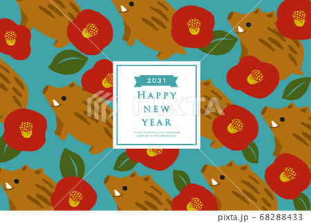 2031年 亥年 年賀状テンプレート 2031年 亥年 年賀状テンプレート 68288433