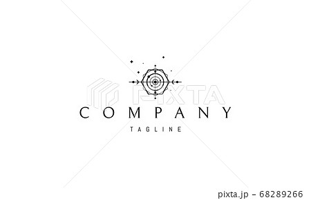 Vector logo on which an abstract image of an alchemical symbol with planets, moons and stars. Vector logo on which an abstract image of an alchemical symbol with planets, moons and stars. 68289266