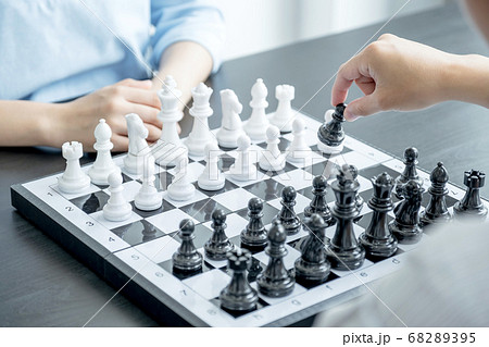 hand move chess with strategy and tactic to win enemy, play battle on board game 68289395