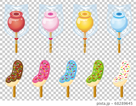 りんご飴とチョコバナナのイラスト素材 6645