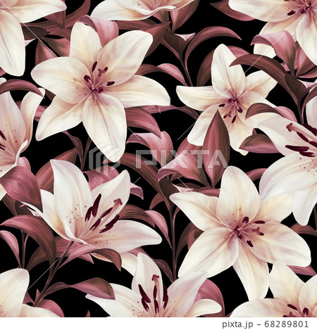 Seamless pattern with lilies. Floral background 68289801