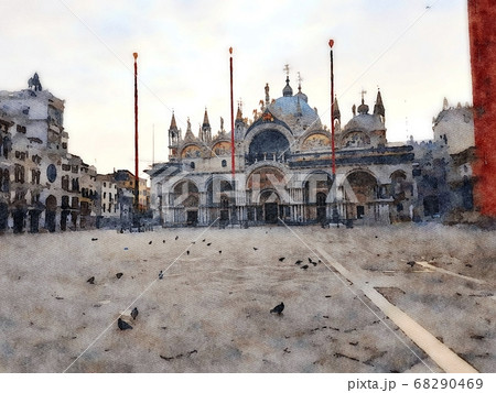 a glimpse of the main square and the cathedral of Venice a glimpse of the main square and the cathedral of Venice 68290469