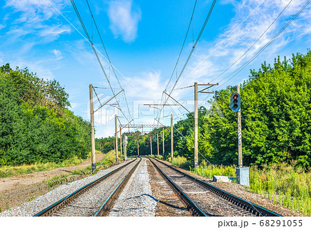 Semaphore on railroad at sunny summer day 68291055