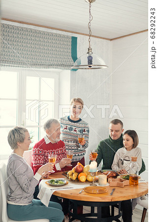 pleasant time on cold winter evening 68292243