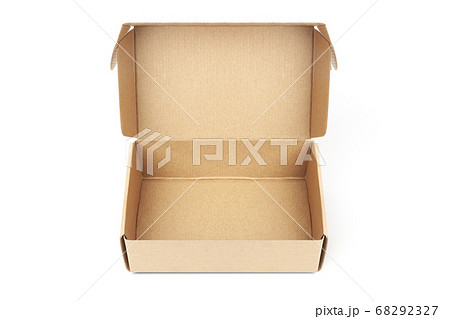 close-up single carton box open empty 68292327
