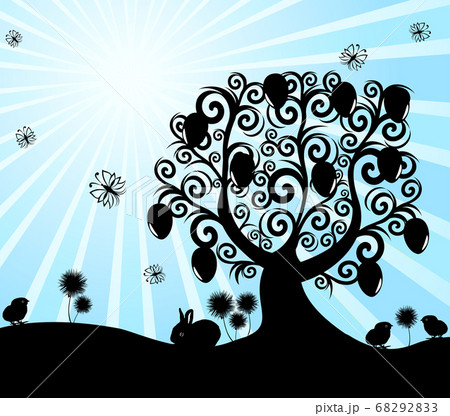 vector illustration of an Easter tree on sunny background vector illustration of an Easter tree on sunny background 68292833