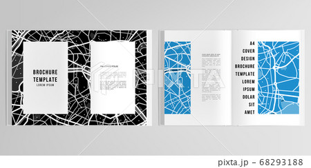 3d realistic vector layout of cover mockup design templates with urban city map of Paris for A4 bifold brochure, flyer, cover design, book design, magazine, brochure cover. 68293188