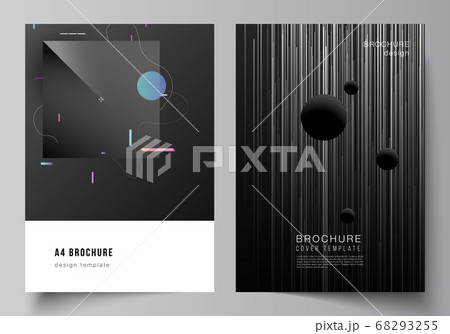 Vector layout of A4 format cover mockups design templates for brochure, flyer layout, booklet, cover design, book design, brochure cover. Tech science future background, space astronomy concept. Vector layout of A4 format cover mockups design templates for brochure, flyer layout, booklet, cover design, book design, brochure cover. Tech science future background, space astronomy concept. 68293255