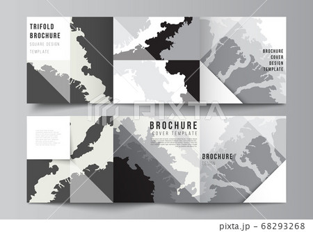 Vector layout of square covers design templates for trifold brochure, flyer, magazine, cover design, book design, brochure cover. Landscape background decoration, halftone pattern grunge texture. 68293268