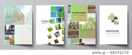 Vector layout of A4 cover mockups design templates for brochure, flyer layout, booklet, cover design, book design, brochure cover. Abstract project with clipping mask green squares for your photo. Vector layout of A4 cover mockups design templates for brochure, flyer layout, booklet, cover design, book design, brochure cover. Abstract project with clipping mask green squares for your photo. 68293270