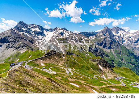 Mountain asphalt road serpentine. Winding Grossglockner High Alpine Road in High Tauern, Austria Mountain asphalt road serpentine. Winding Grossglockner High Alpine Road in High Tauern, Austria 68293788