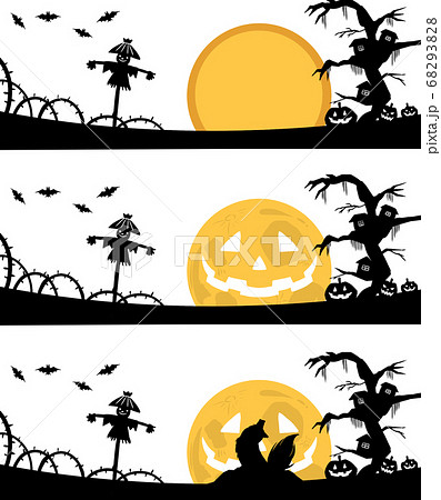 ハロウィンと月　白背景　ヘッダーサイズ 68293828
