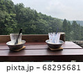 山の景色を見ながらかき氷を食べた写真 68295681