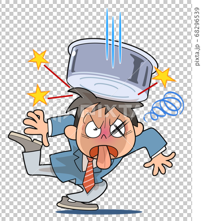 洗面器が上から降ってくるのイラスト素材