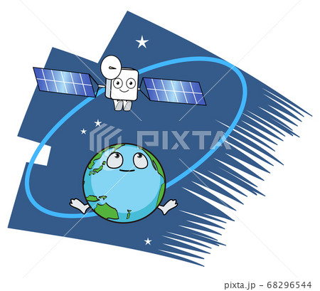 地球と人工衛星のイラスト素材