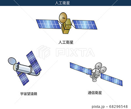 人工衛星セットのイラスト素材