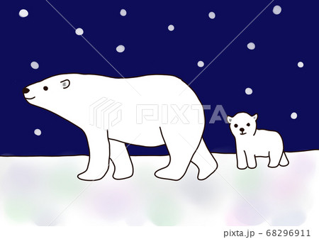 y雪とシロクマ親子のイラスト素材 [68296911] - PIXTA