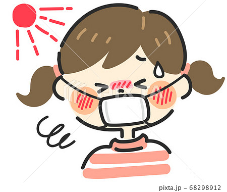 マスク熱中症になった女の子のイラスト素材 6912