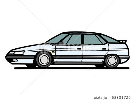 フレンチプレミアムセダン シルバー系 自動車イラストのイラスト素材