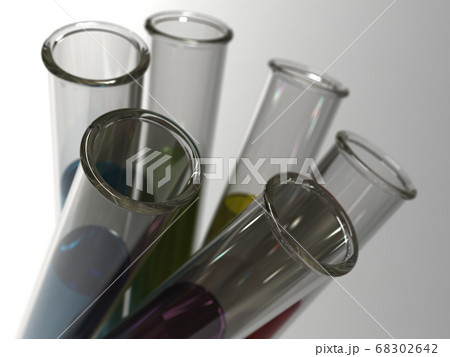 試験管にカラフルな液体が入った科学イメージ 3DCGイラストデザイン 試験管にカラフルな液体が入った科学イメージ 3DCGイラストデザイン 68302642