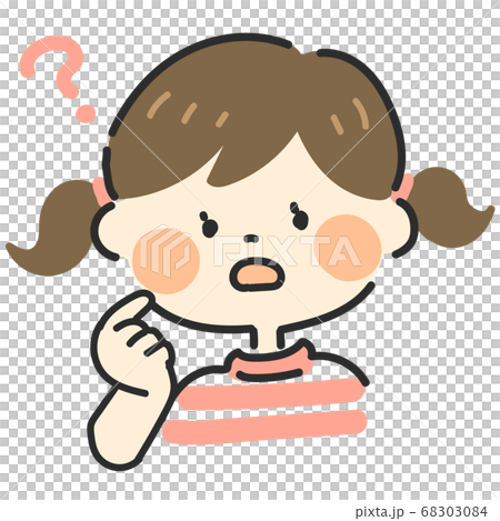 疑問に思う女の子のイラスト素材