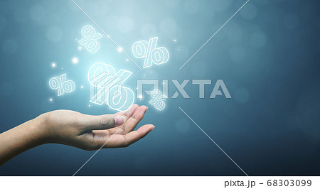 Hand showing icon percent 3d sign symbol Hand showing icon percent 3d sign symbol 68303099