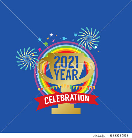 2021 Year Celebration Logo on Blue Blackground 2021 Year Celebration Logo on Blue Blackground 68303593