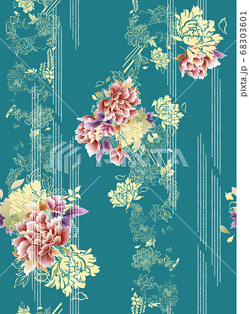 Japanese Pattern Material Peony Wallpaper Stock Illustration