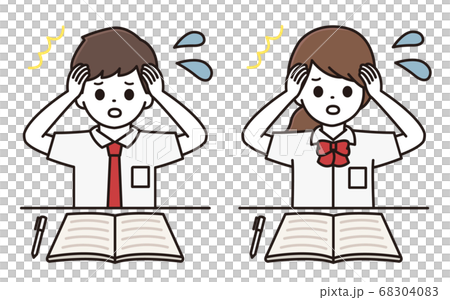 男子学生 女子学生 困惑 イラストのイラスト素材 6040