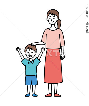 お母さんと男の子 褒めるのイラスト素材 6042