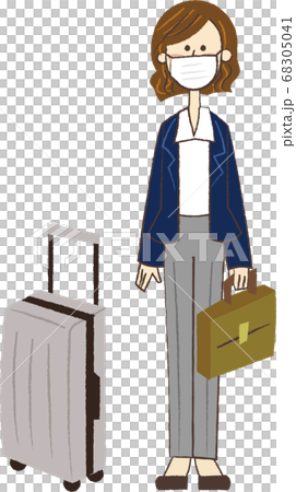 Business woman wearing a mask and going on a business trip 68305041