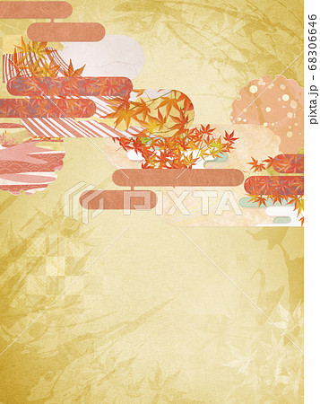 和紙の風合いを感じる背景イラスト 秋 紅葉の素材 4 3 のイラスト素材