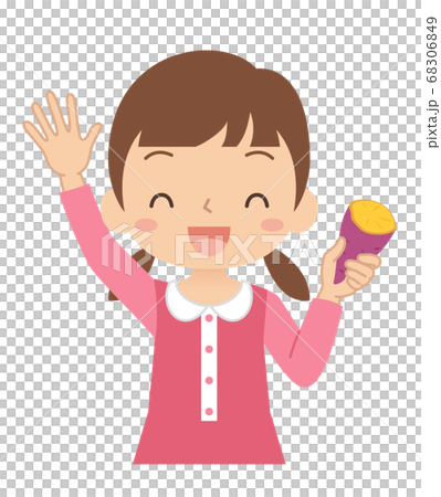 Illustration of a girl with sweet potatoes that has delicious vegetables 68306849