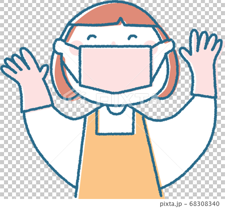 マスクと手袋で防護しようのイラスト素材 6040